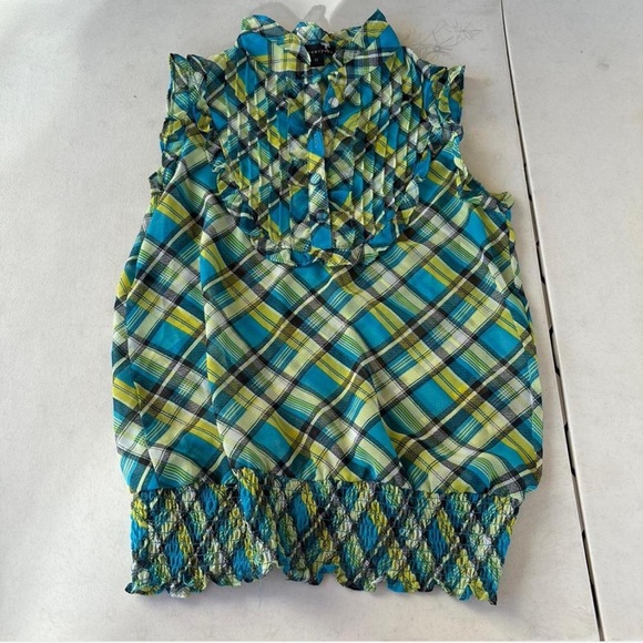 Forever 21 Tops - Y2K Forever 21 Blue and Green Plaid Blouse